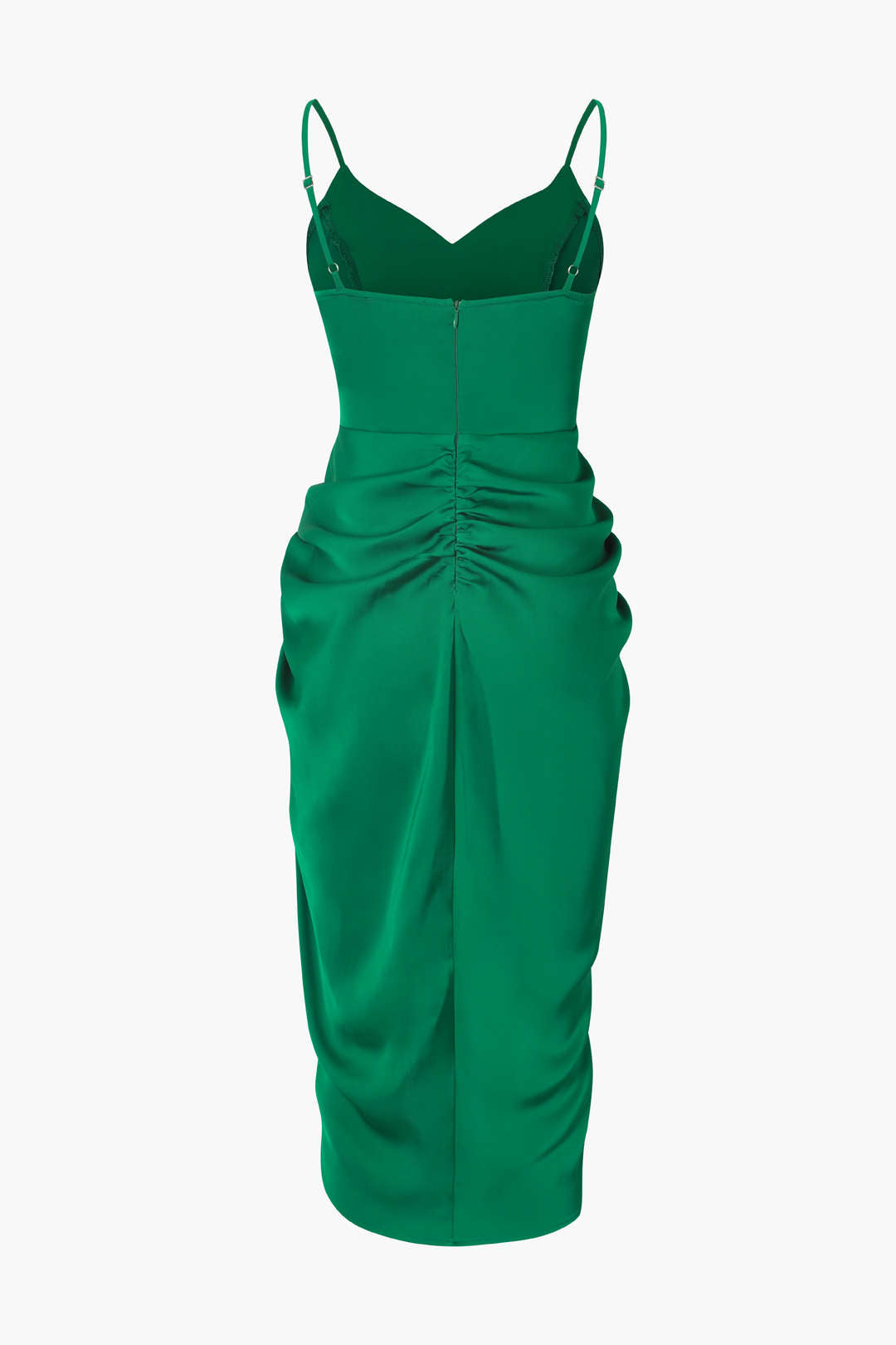 Gathered V-Neck Satin Midi Dress for Y2K Aesthetic, Coquette Style, and Elegant Outfits