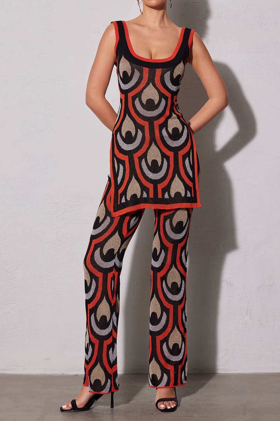 Geometric Pattern Y2K Straight Leg Pants for Trendy Aesthetic Outfits