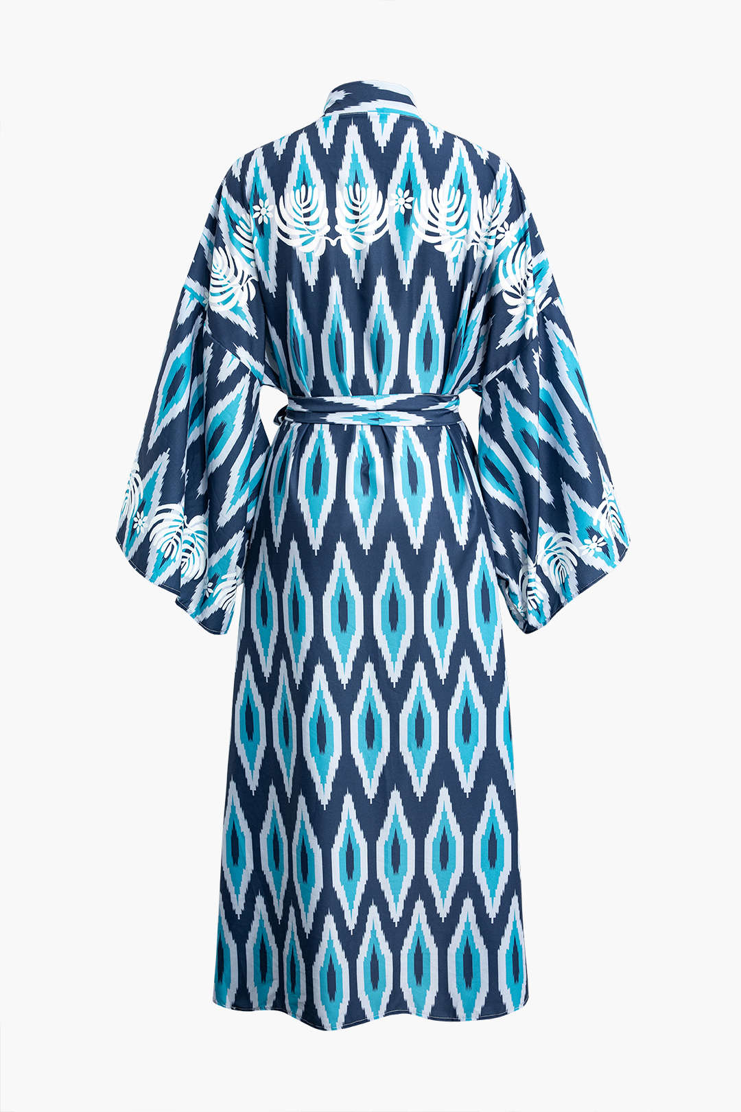 Geometric Print Belted Cover Up - Y2K Aesthetic Layering Piece for Trendy Outfits