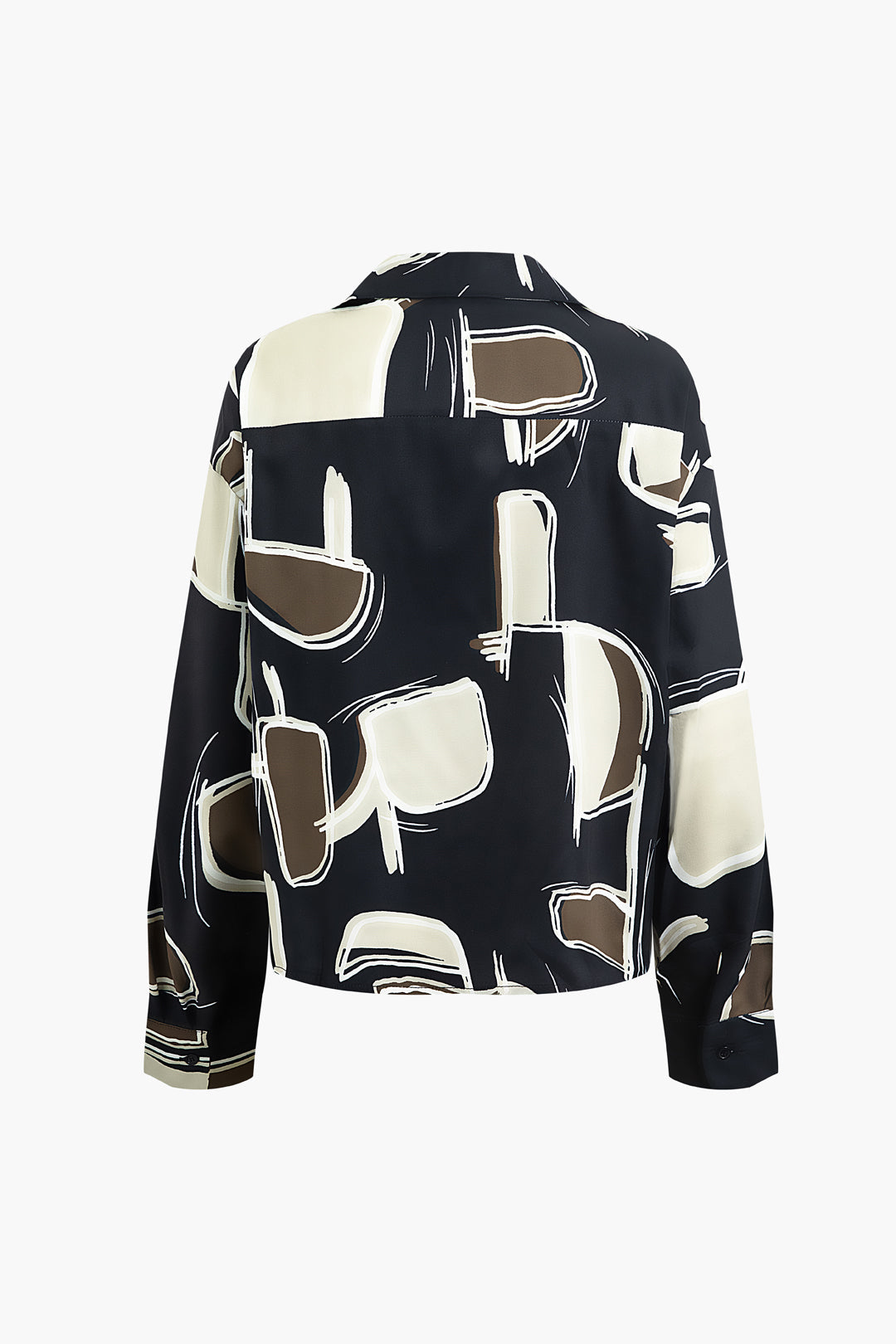 Geometric Print Notched Lapel Pocket Shirt - Y2K Aesthetic Chic for Trendy Outfits