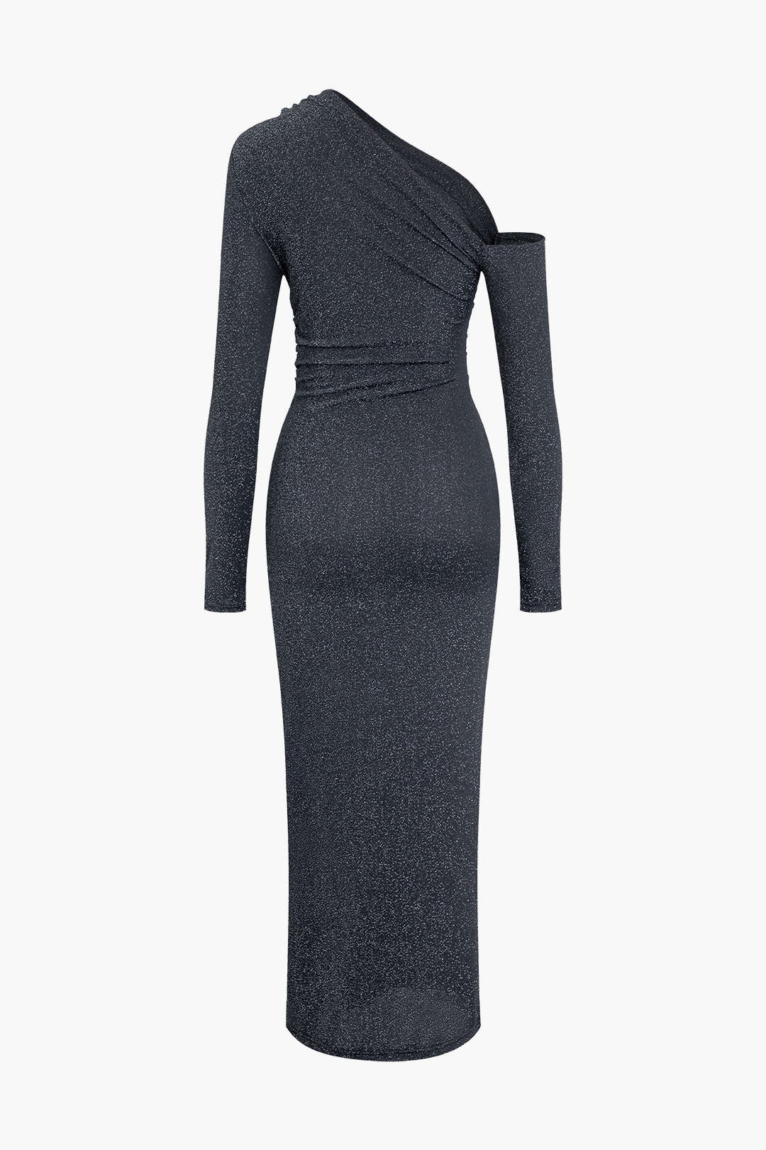 Glitter Asymmetrical Long Sleeve Fitted Maxi Dress for Y2K Fashion & Coquette Aesthetic