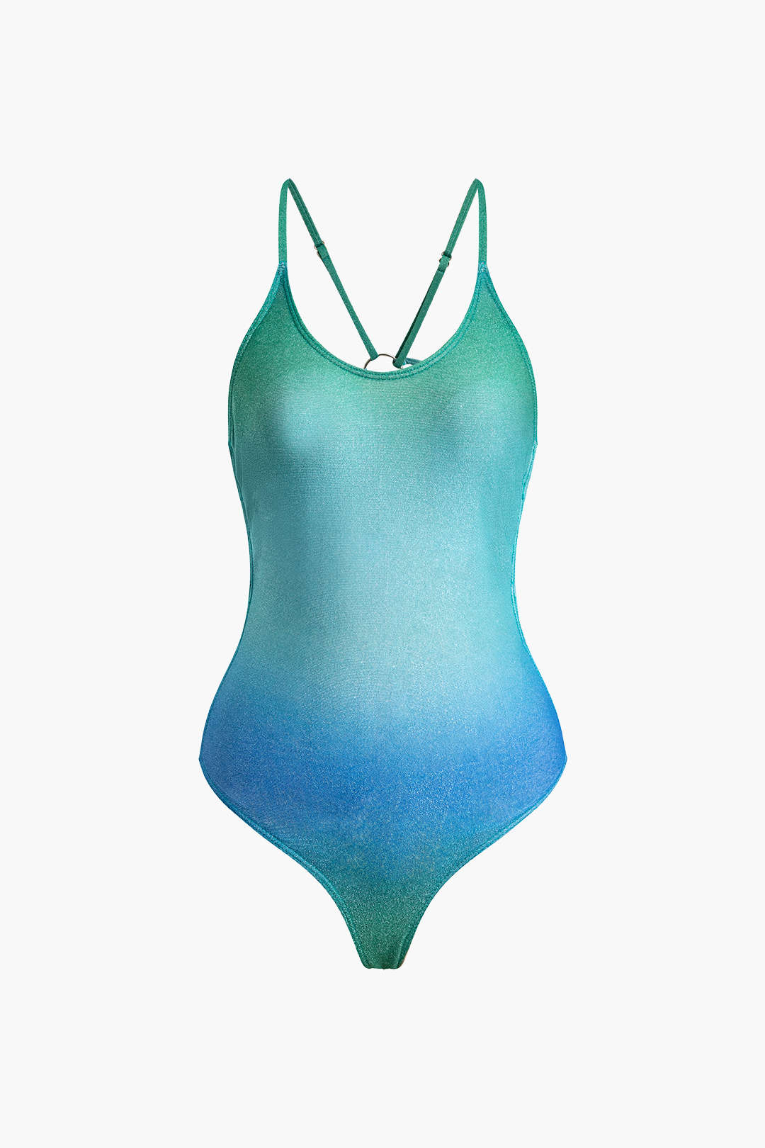 Glitter Ombre Cross Back One-Piece Swimsuit - Y2K Aesthetic Swimwear for Trendy Summer Vibes