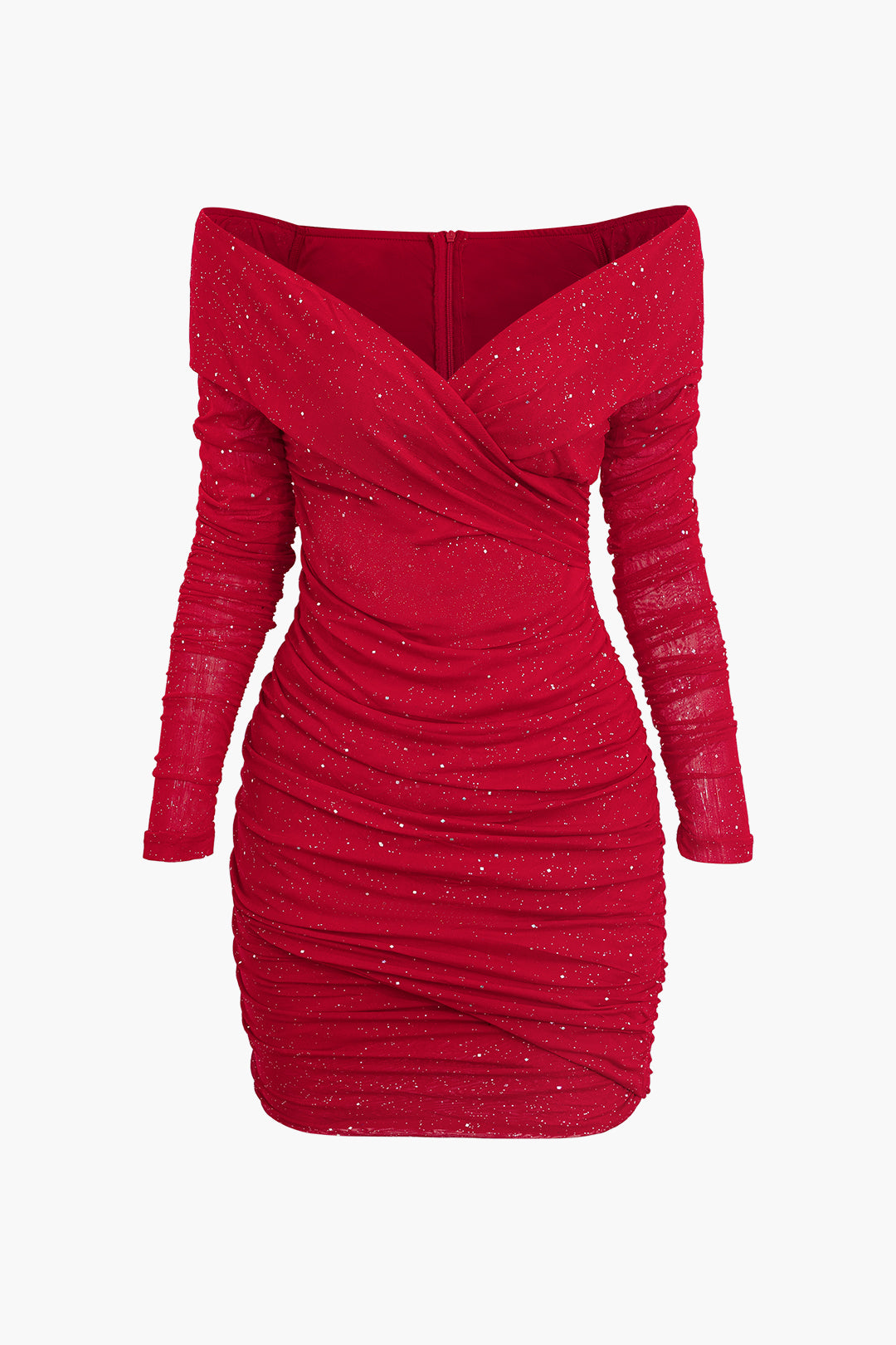 Glitter Ruched V-Neck Mini Dress for Y2K Fashion Lovers and Coquette Aesthetic Enthusiasts