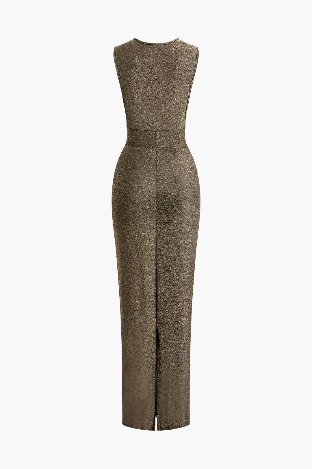 Glitter Slit Sleeveless Round Neck Y2K Maxi Dress for Coquette and Grunge Aesthetic