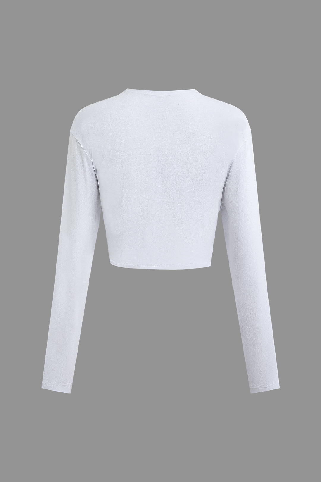 GOD'S FAVORITE Y2K Style Letter Knot Front Long Sleeve Crop Top for Aesthetic Outfits