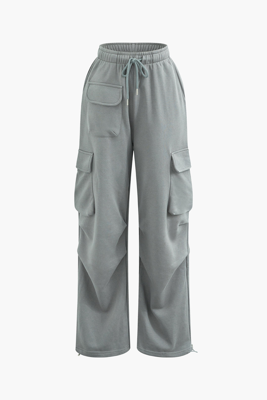 High Waist Drawstring Cargo Pants with Flap Pockets for Y2K and Grunge Aesthetic Outfits