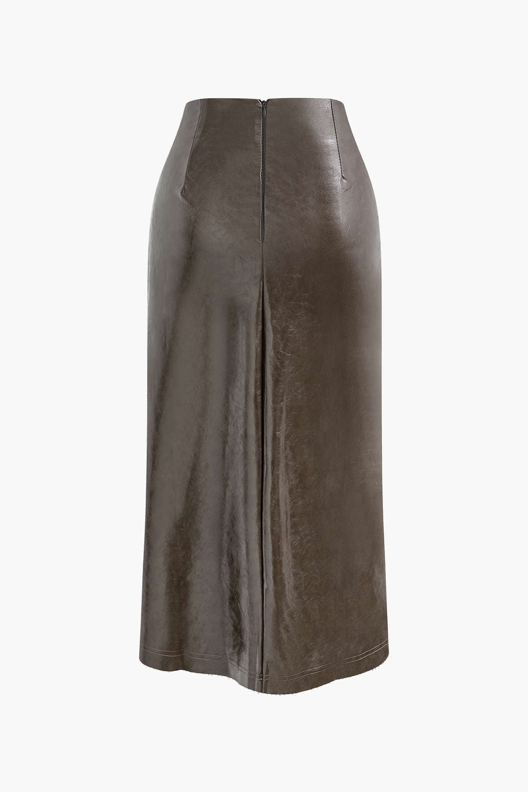 High Waist Faux Leather Slit Maxi Skirt for Y2K Aesthetic and Grunge Style Outfits