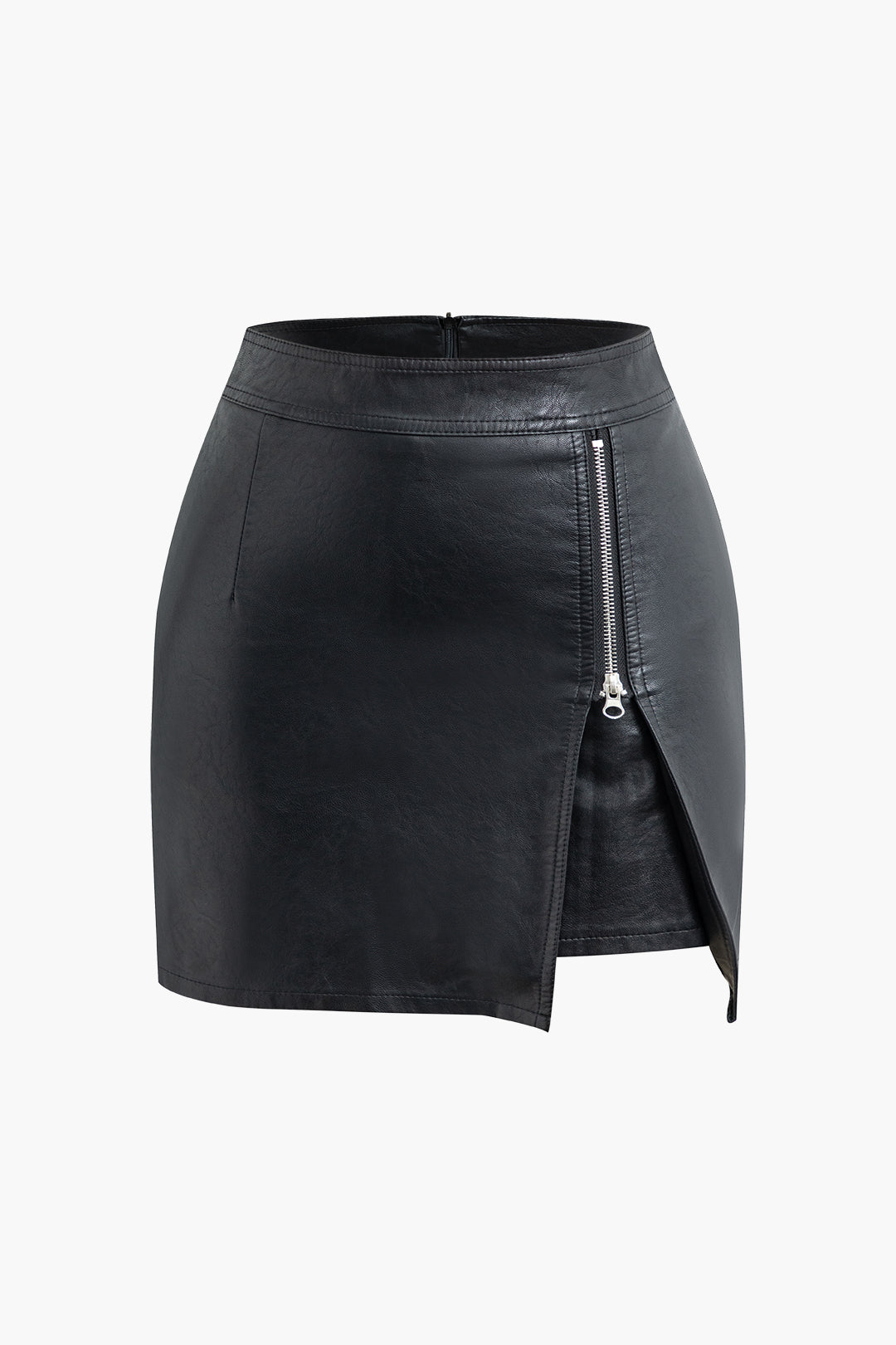 High Waist Faux Leather Zipper Mini Skirt - Y2K Grunge Aesthetic Fashion Essential