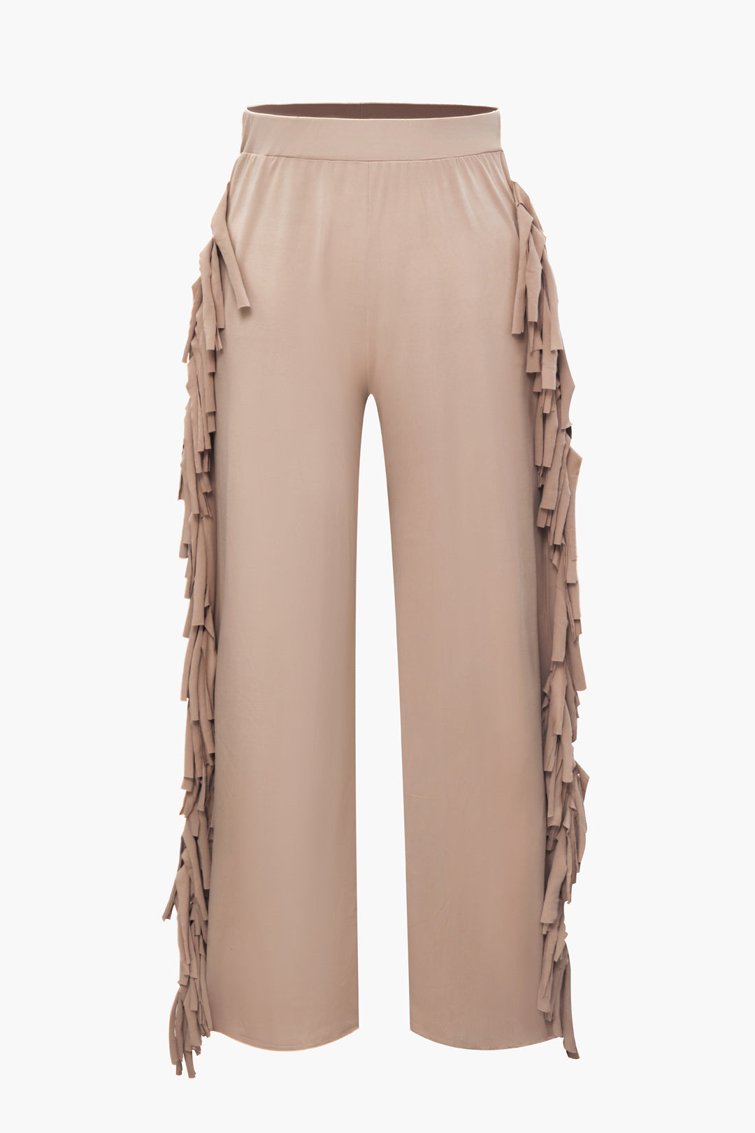 High Waist Fringe Trim Straight Leg Pants for Y2K Aesthetic and Grunge Style Outfits