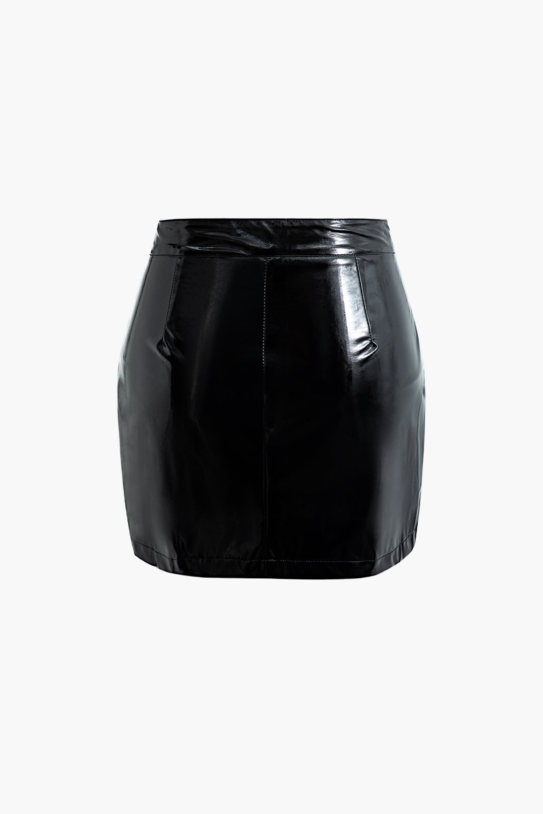 High Waist Y2K Faux Patent Leather Mini Skirt for Edgy Grunge and Coquette Aesthetic