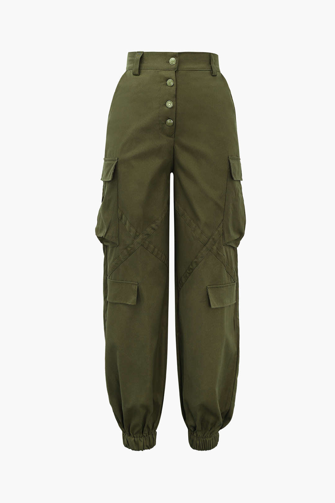 High-Waisted Cuffed Cargo Pants in Y2K Style for Trendy Aesthetic Outfits