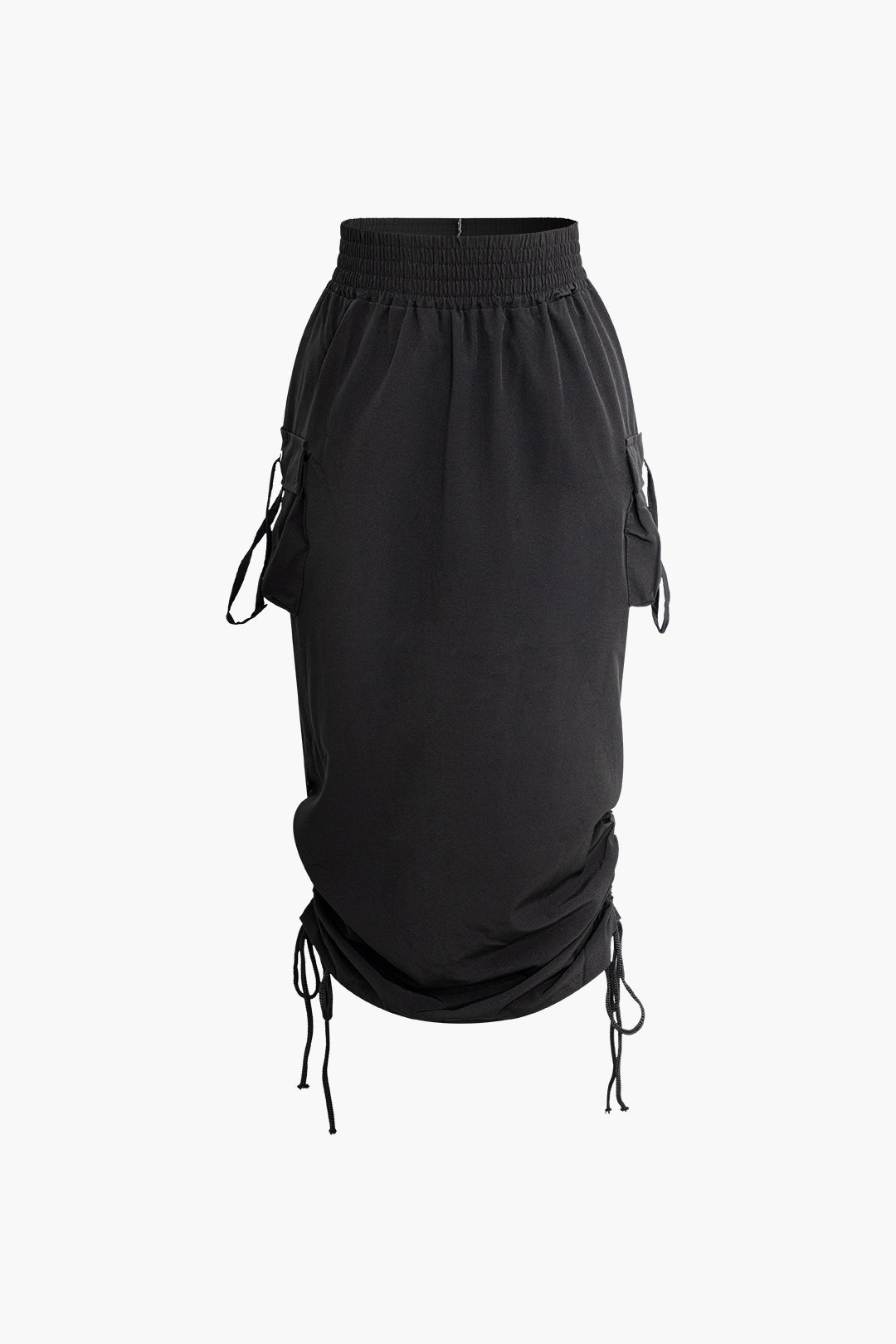 High-Waisted Drawstring Midi Skirt in Y2K Style - Perfect for Coquette and Grunge Aesthetics