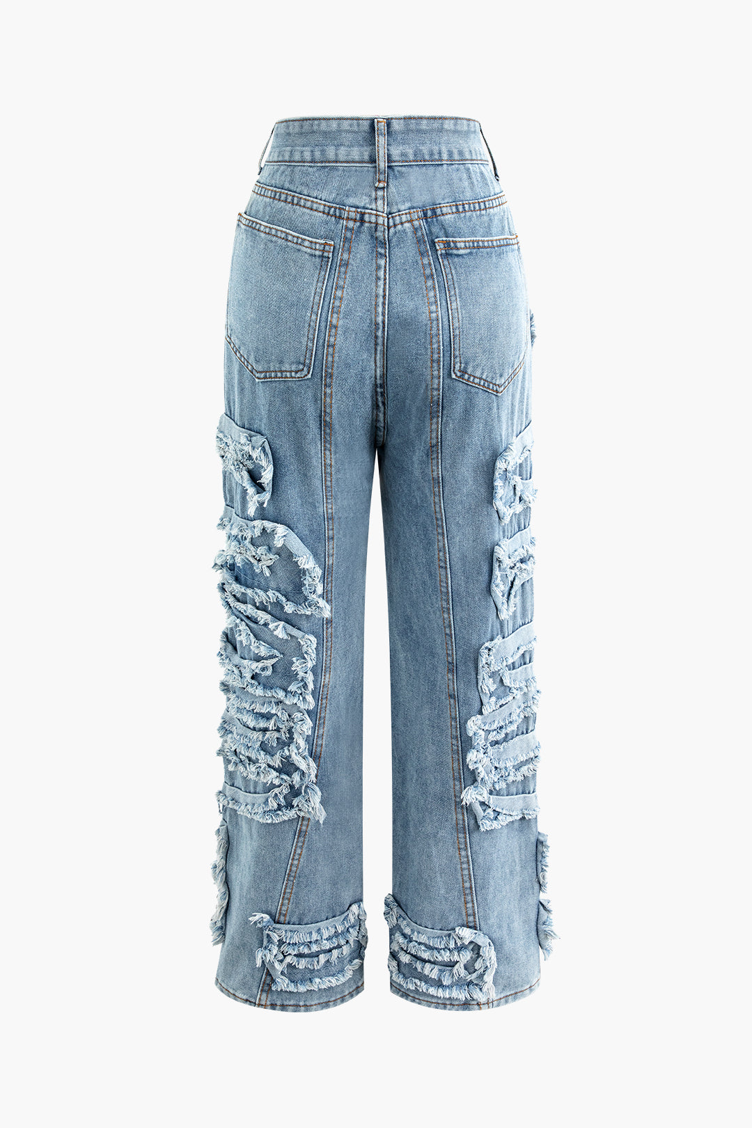 High-Waisted Frayed Straight Leg Jeans for Y2K Aesthetic and Grunge Style Outfits