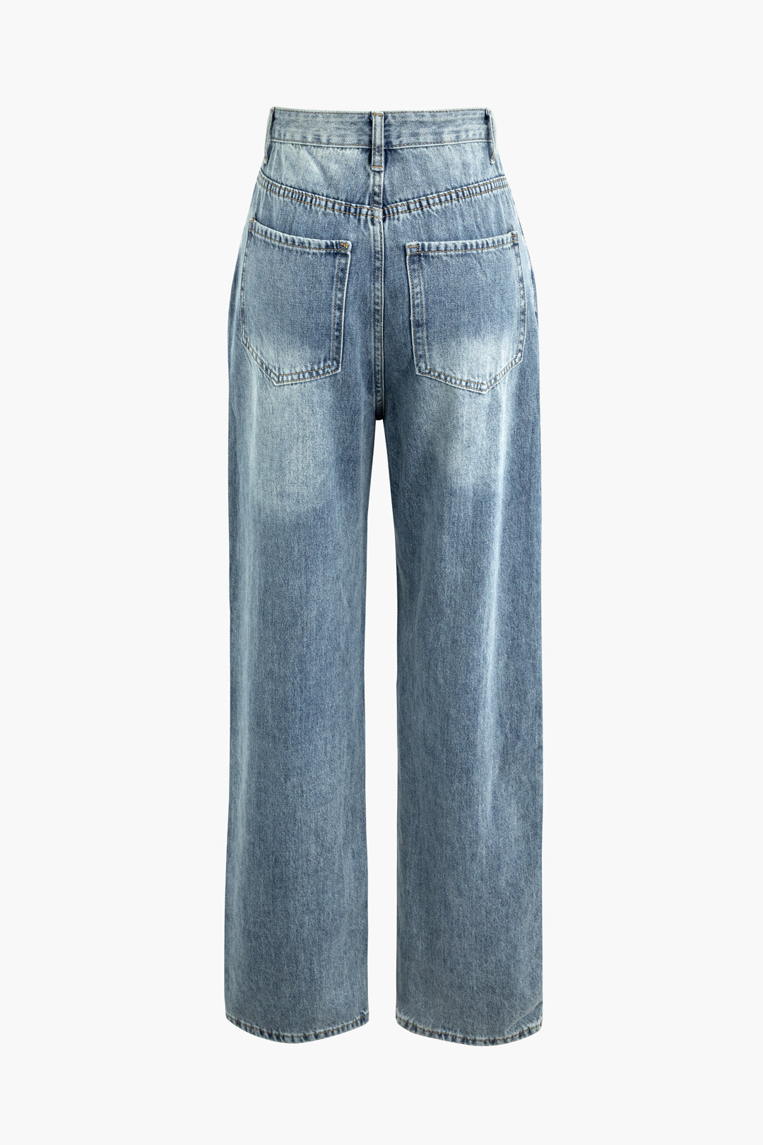 High-Waisted Pocket Straight Leg Jeans - Y2K Aesthetic Denim for Trendy Outfits