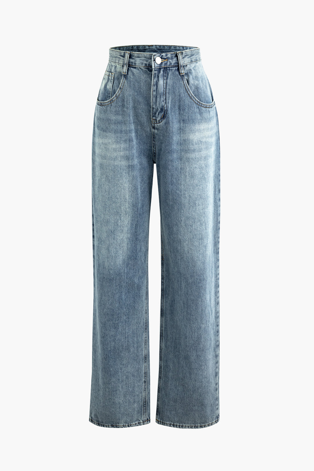 High-Waisted Pocket Straight Leg Jeans - Y2K Aesthetic Denim for Trendy Outfits