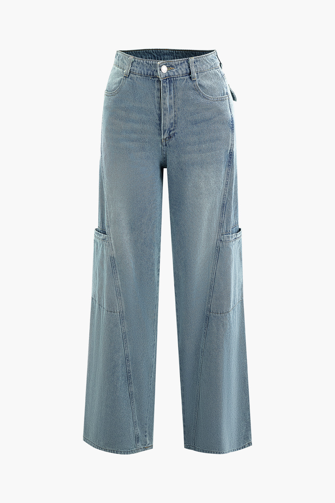 High-Waisted Straight Leg Jeans with Side Pockets for Y2K and Grunge Aesthetic Outfits