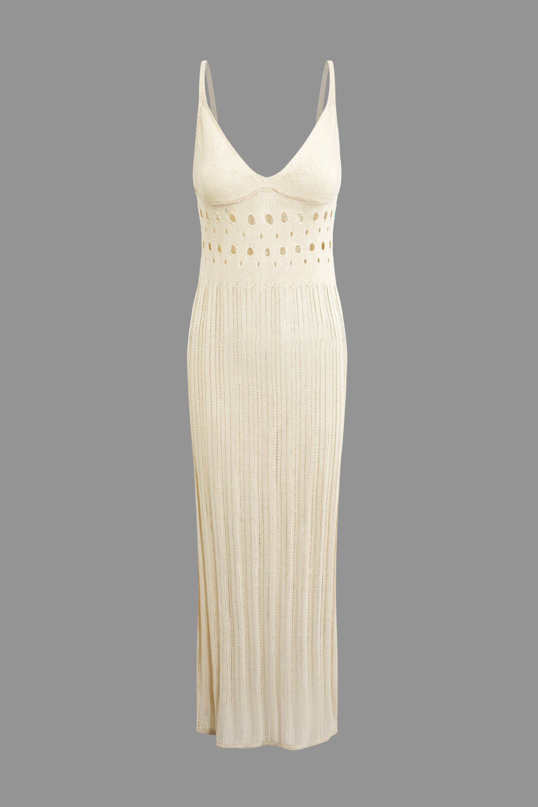 Hollow Out V-Neck Open Knit Maxi Dress - Y2K Fashion for Effortless Coquette Aesthetic