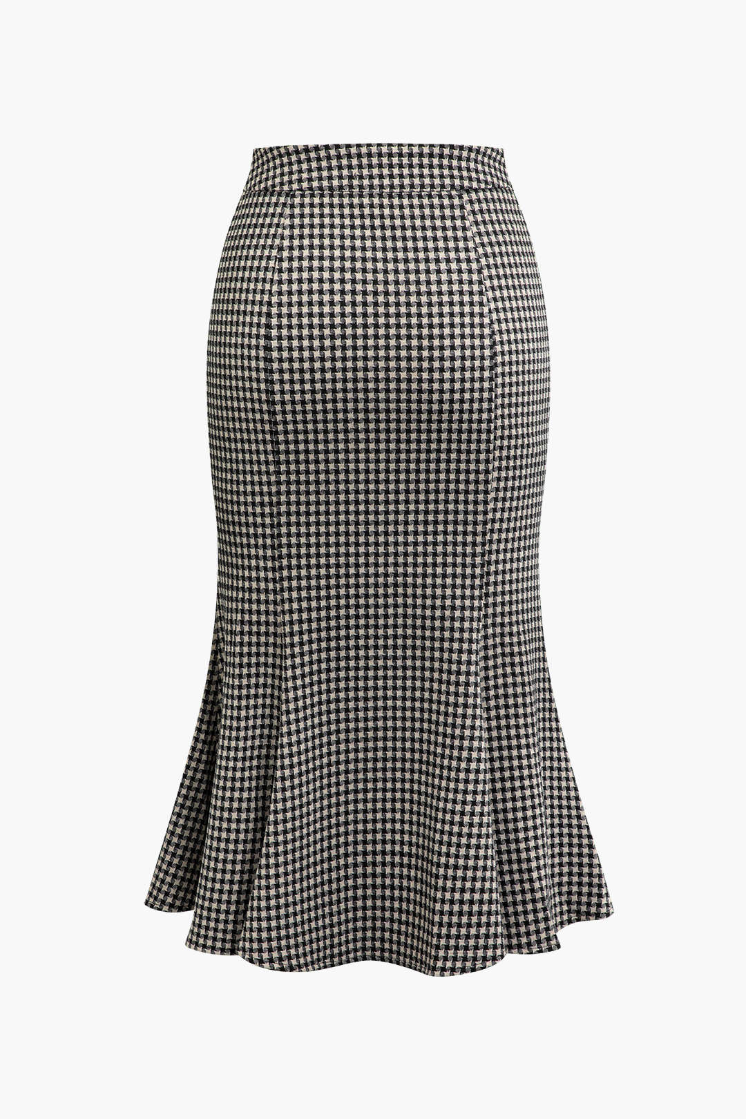 Houndstooth Button Front Mermaid Midi Skirt - Y2K Aesthetic Fashion Statement Piece