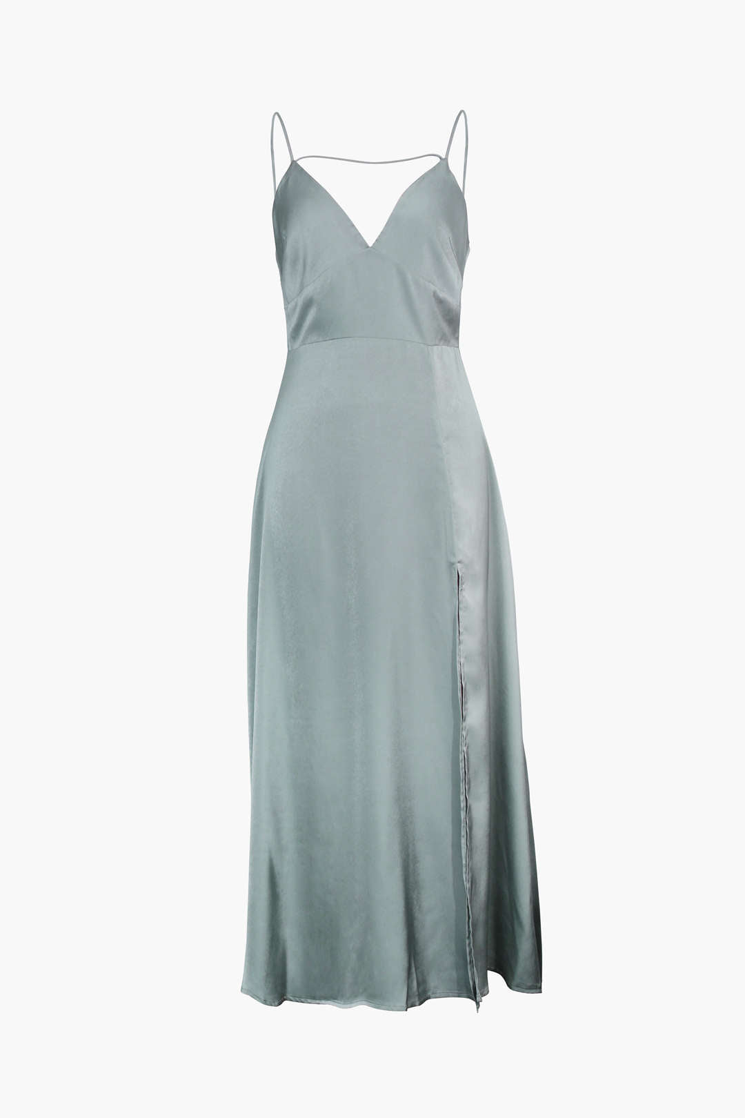 Intimate Supper Deep V Neck Satin Midi Dress - Elegant Y2K Aesthetic Evening Wear