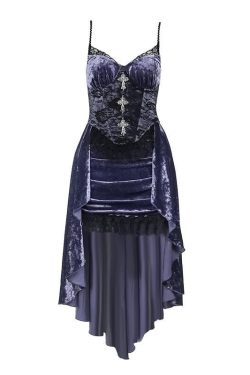 Irregular V-Neck Contrast Midi Dress with Velvet Lace Hem for Y2K Coquette Aesthetic