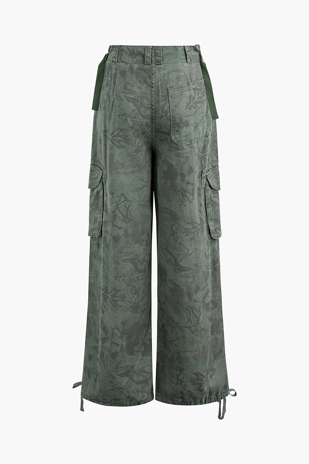 Jacquard Tie Flap Pocket Straight Leg Cargo Pants for Y2K Aesthetic Outfits