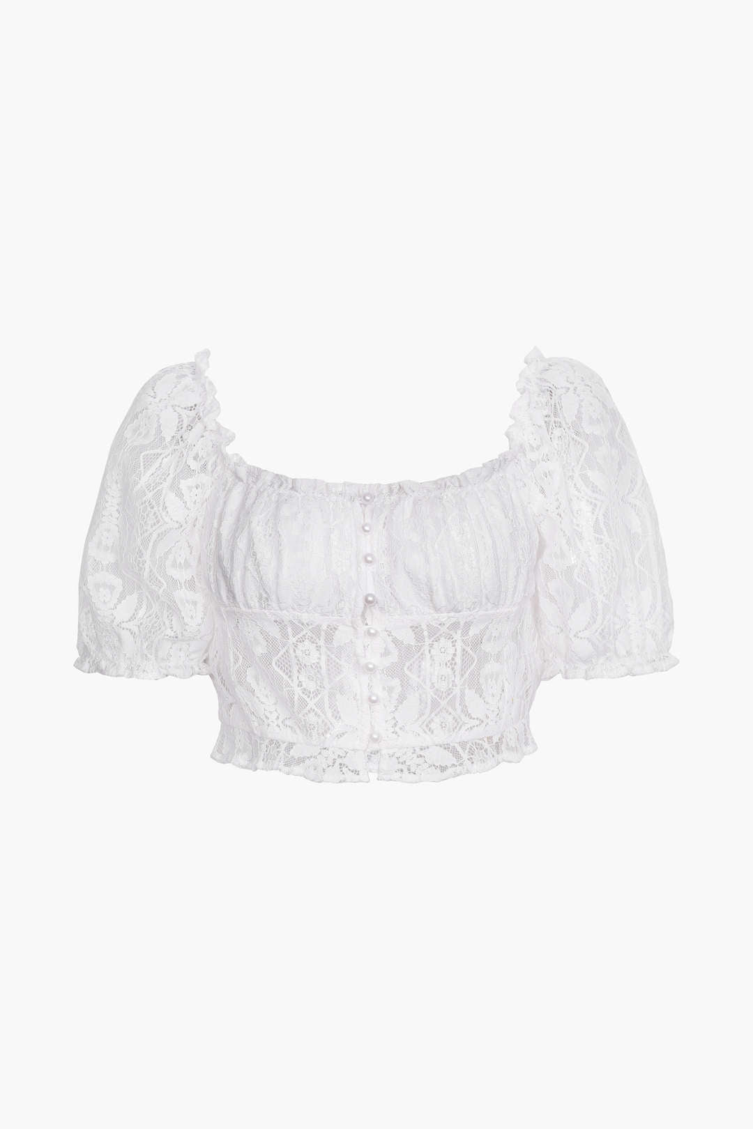 Lace Square Neck Button-Down Top - Y2K Fashion Essential for Coquette Aesthetic Outfits