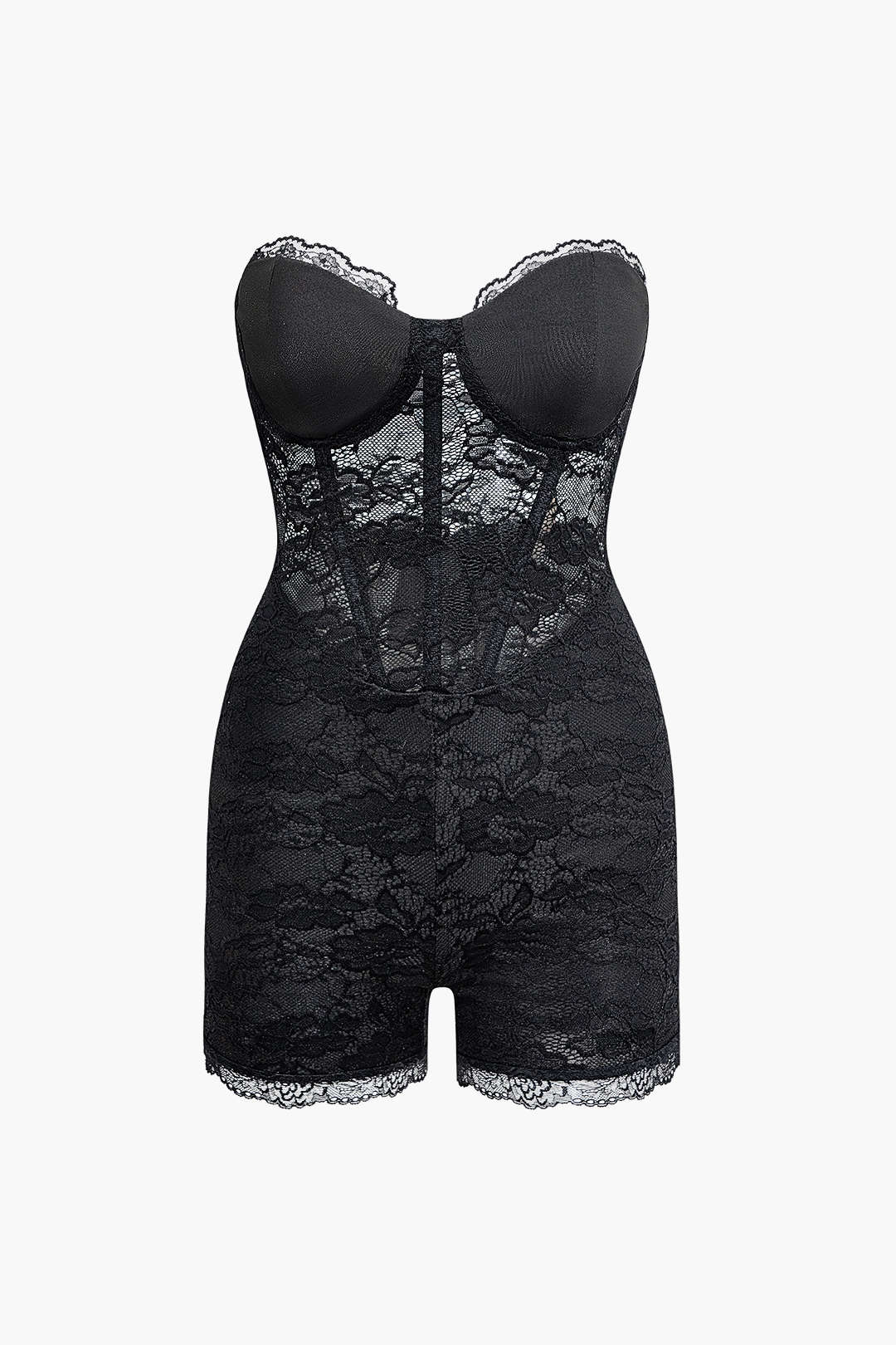 Lace Strapless Bustier Romper - Y2K Aesthetic Cute Top for Coquette and Grunge Styles