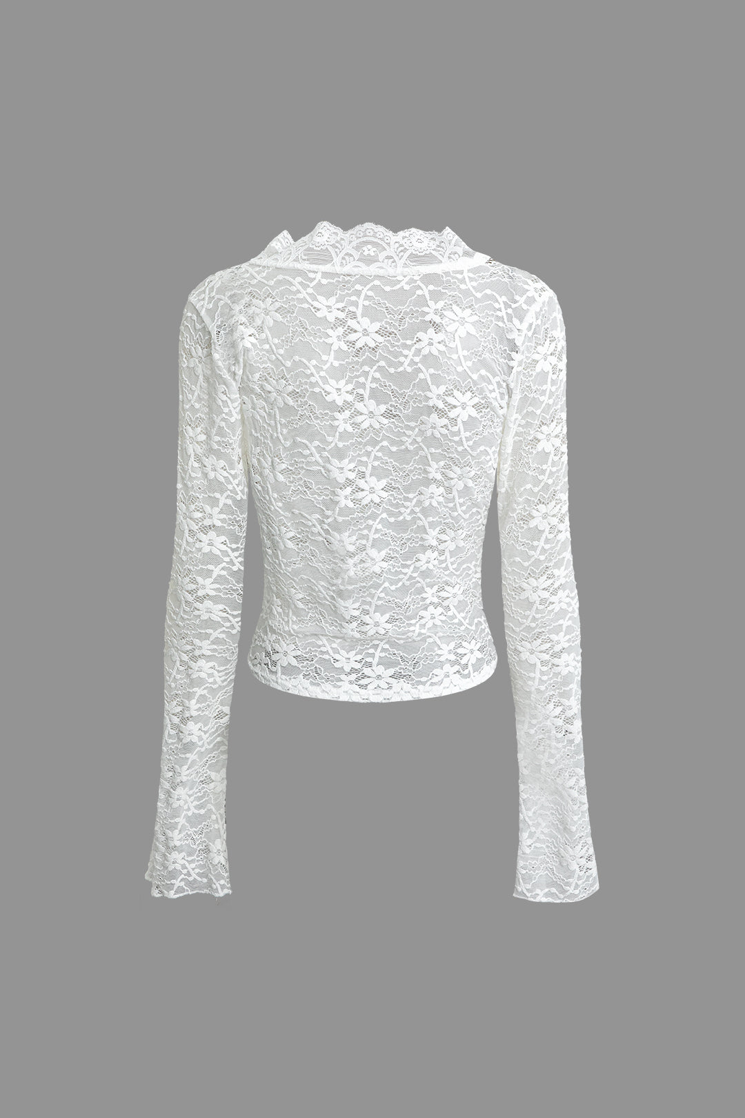 Lace V-Neck Long Sleeve Top - Y2K Fashion Essential for Coquette and Grunge Aesthetics