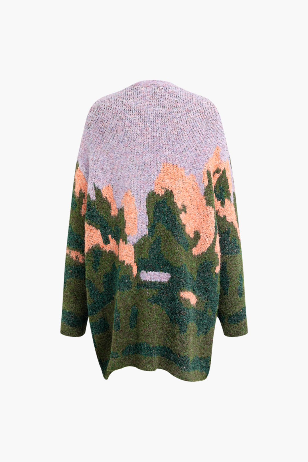 Landscape Pattern V-Neck Knit Cardigan - Y2K Aesthetic Button-Up for Cozy Style