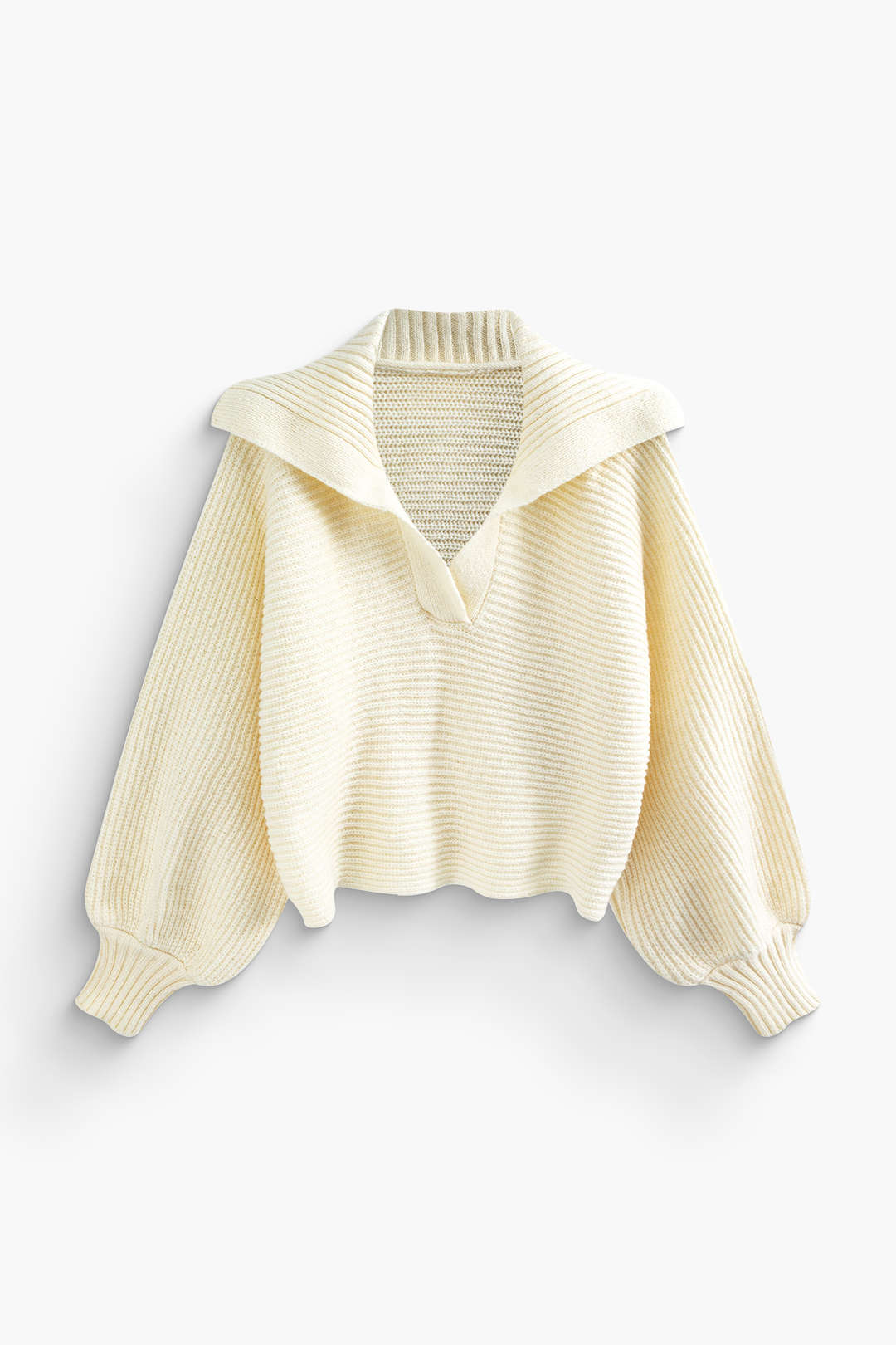 Lapel Balloon Sleeve Knit Sweater in Y2K Aesthetic - Cozy and Stylish for Every Occasion