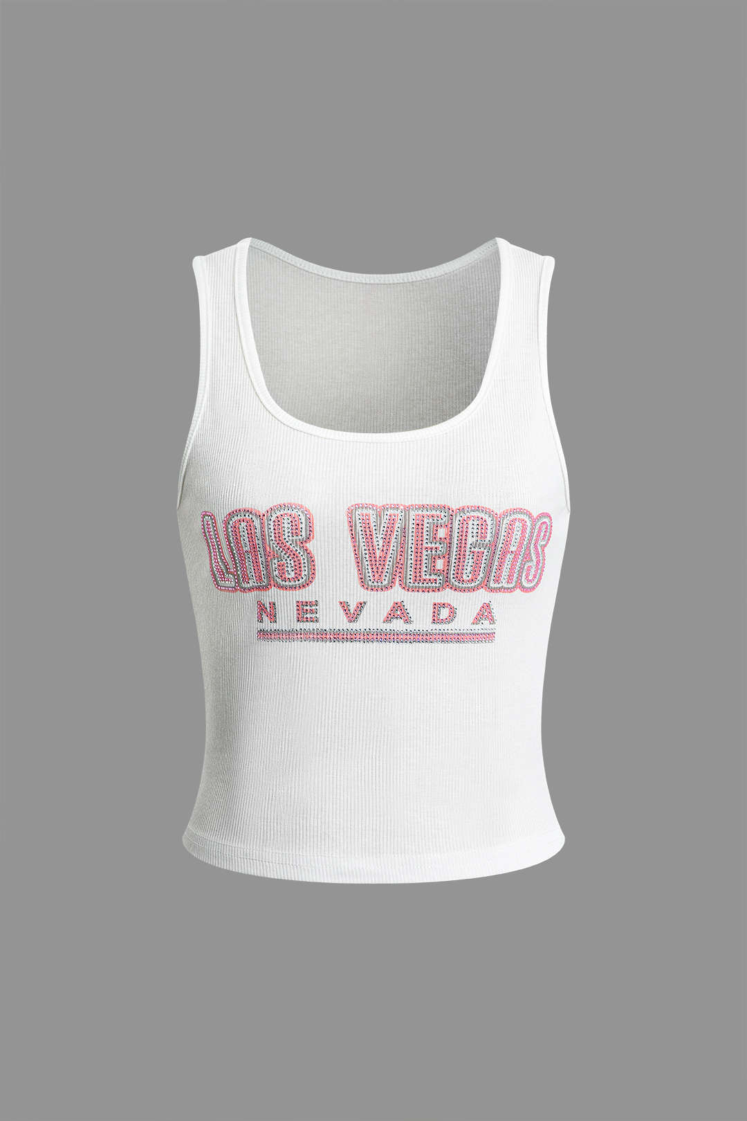 Las Vegas Rhinestone Embellished Tank Top - Y2K Glam with Coquette Aesthetic Vibes