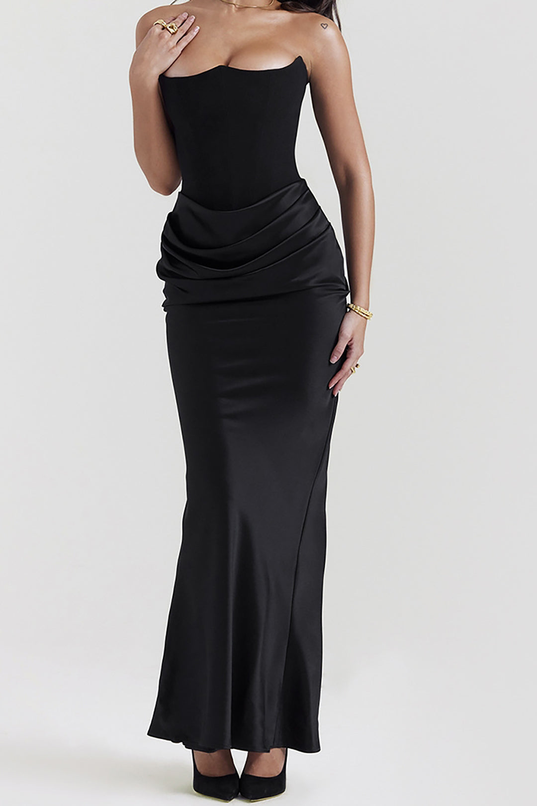 Layered Strapless Mermaid Maxi Dress for Y2K Fashion Lovers - Elegant Aesthetic Style