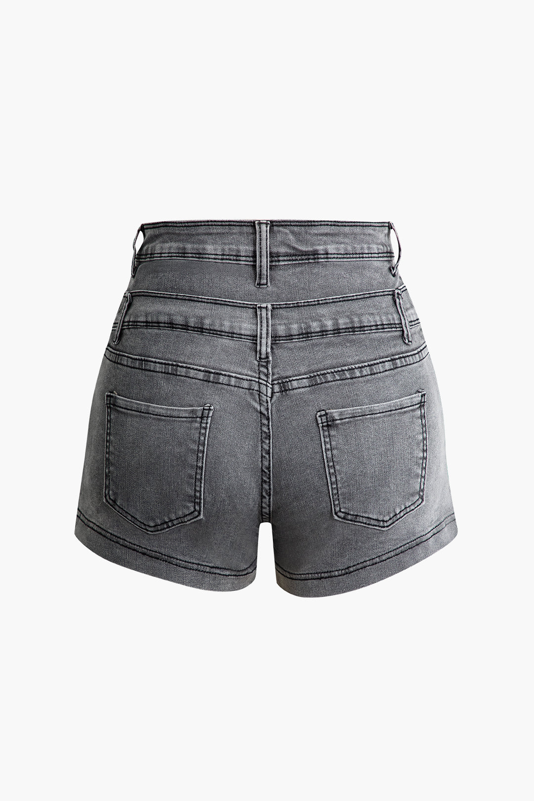 Layered Wrap Flap Pocket Denim Shorts for Y2K Aesthetic and Grunge Style Outfits