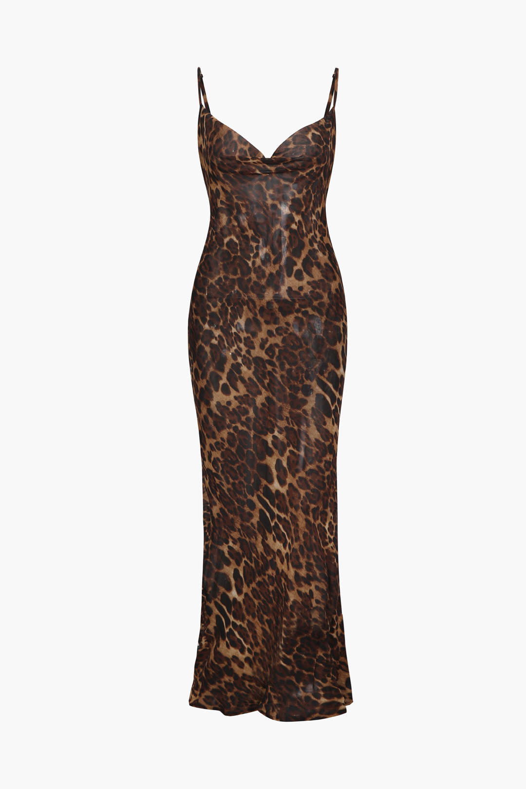 Leopard Print Draped Maxi Dress - Y2K Aesthetic Fashion for Chic Coquette Style