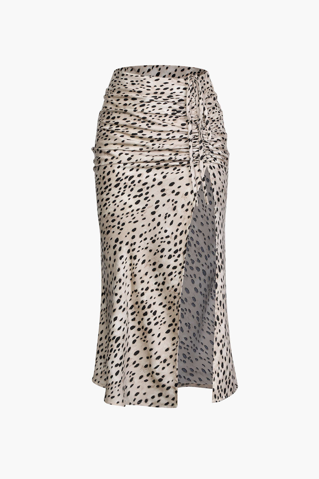 Leopard Print Drawstring Slit Skirt - Y2K Aesthetic Fashion for Trendy Outfits