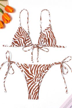 Leopard Print Y2K Aesthetic Tied Bikini Set for Trendy Summer Vibes