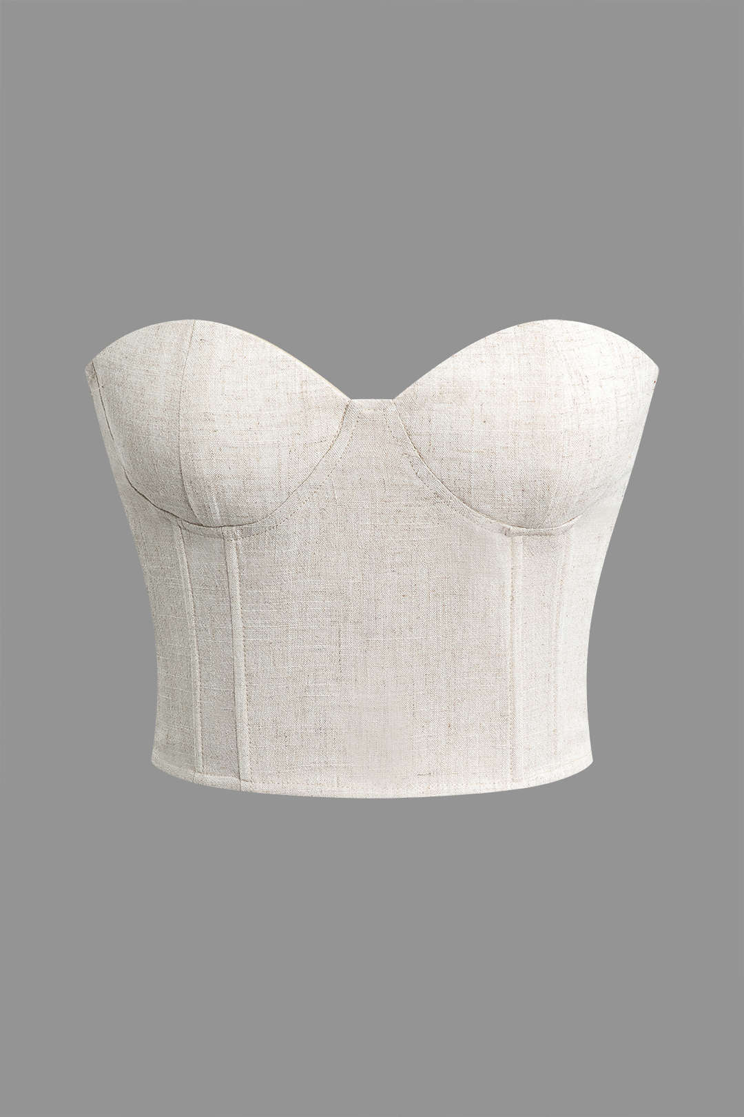 Linen Strapless Corset Top - Y2K Aesthetic Cute Crop Top for Coquette Style Outfits