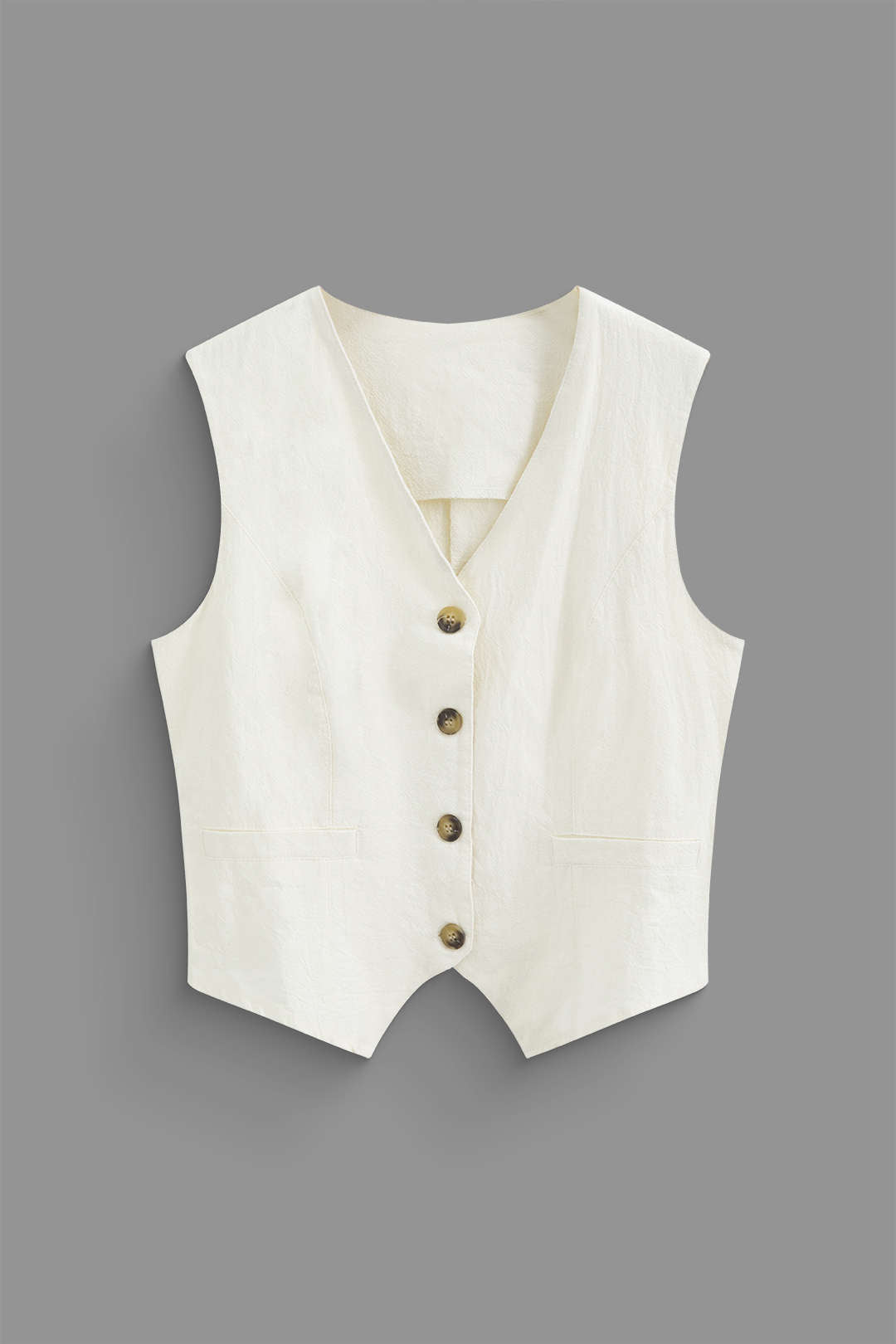 Linen V-Neck Waistcoat and Pocket Pants Set for Chic Y2K Aesthetic Outfits