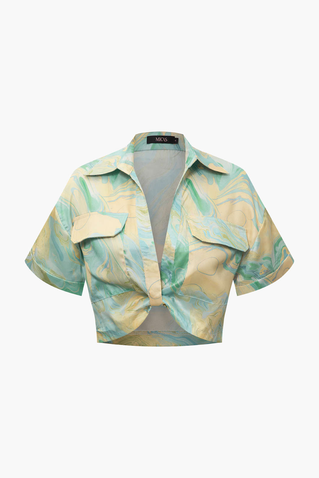 Marble Print Twist Hem Crop Top - Y2K Aesthetic Cute Top for Trendy Outfits