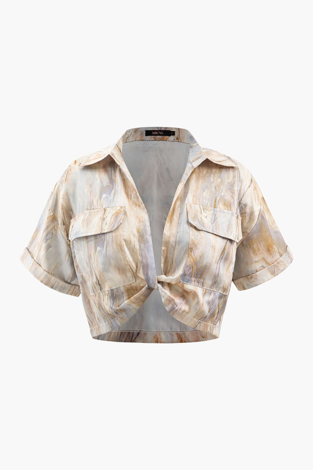 Marble Print Twist Hem Crop Top - Y2K Aesthetic Cute Top for Trendy Outfits