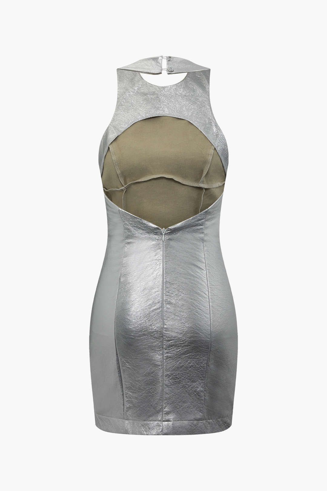 Metallic Backless Mini Dress - Y2K Aesthetic Party Dress for Trendy Nights Out