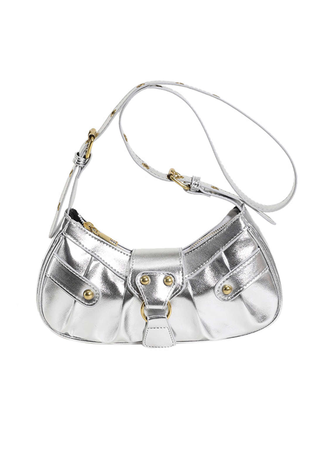 Metallic Buckle Decor Shoulder Bag for Y2K Fashion and Coquette Aesthetic Outfits