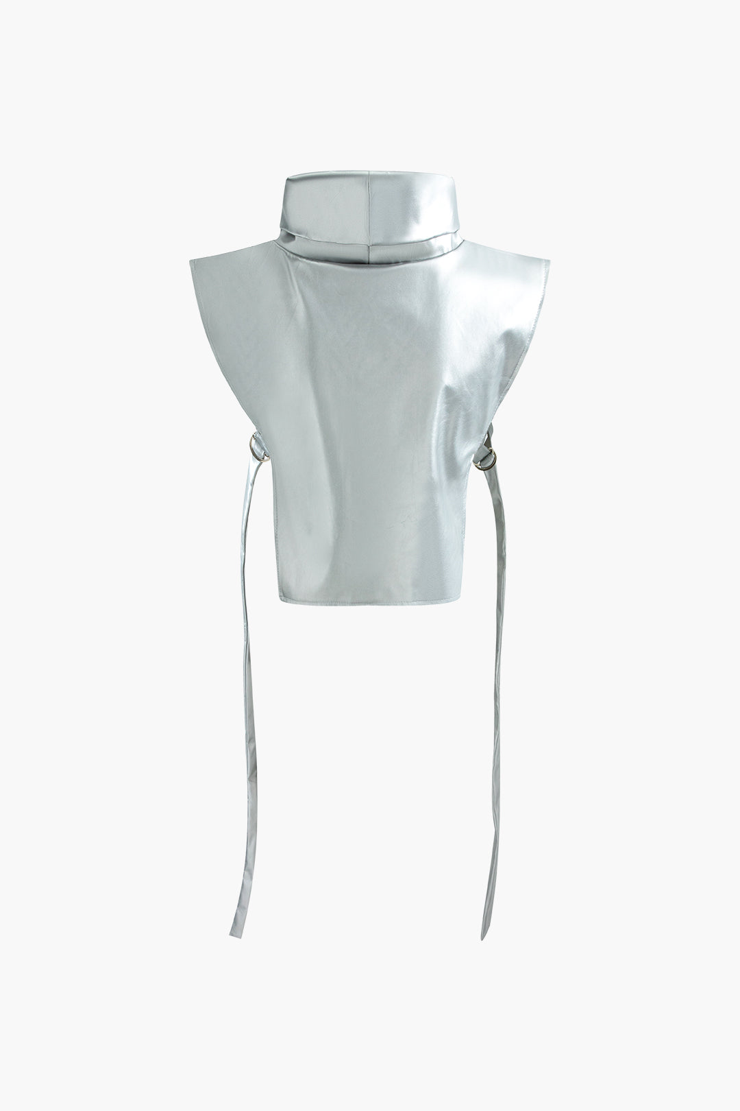 Metallic Faux Leather Cap Sleeve Tank Top - Y2K Aesthetic Fashion Essential