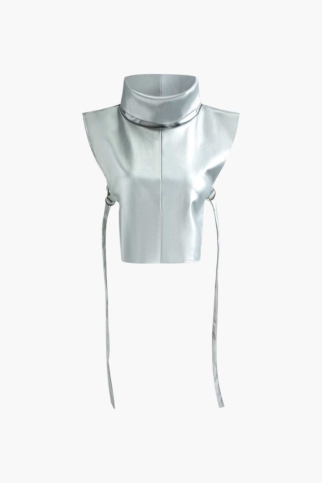 Metallic Faux Leather Cap Sleeve Tank Top - Y2K Aesthetic Fashion Essential