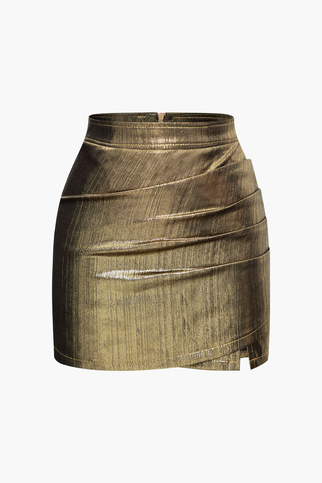 Metallic Pleated Mini Skirt with Zip Back - Y2K Aesthetic Fashion Essential