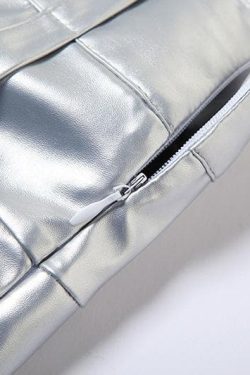 Metallic Pleated Zip-Up Mini Skirt - Y2K Fashion Essential for Aesthetic Outfits