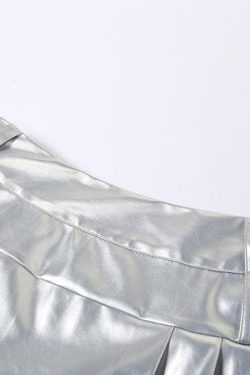 Metallic Pleated Zip-Up Mini Skirt - Y2K Fashion Essential for Aesthetic Outfits