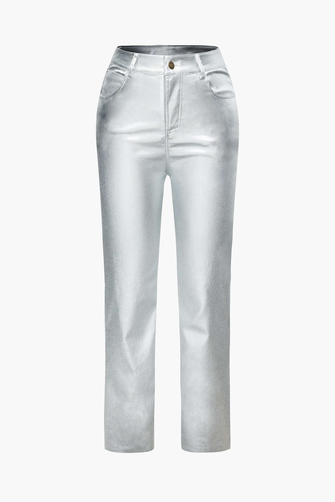 Metallic Pocket Skinny Leg Pants for Y2K Aesthetic and Grunge Style Outfits