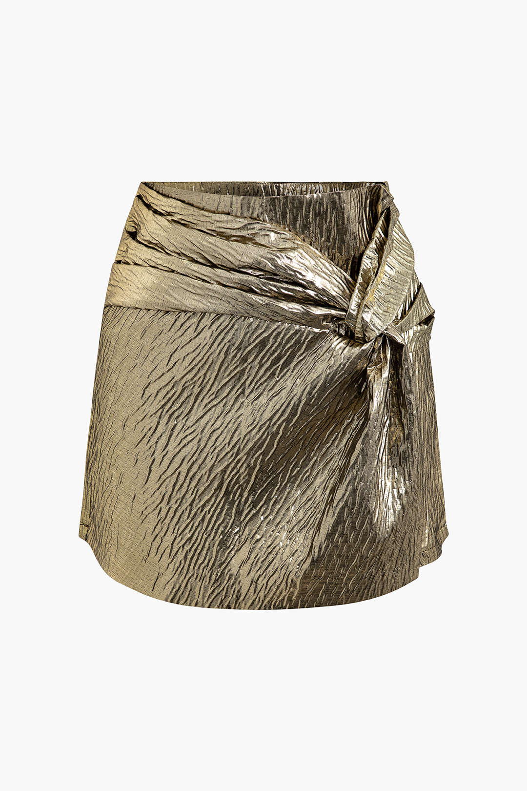 Metallic Textured Twist Mini Skirt for Y2K Fashion and Coquette Aesthetic Outfits