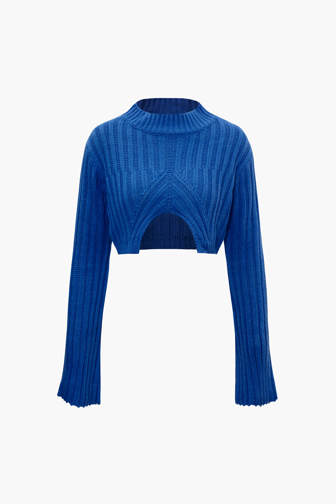 Mock Neck Knit Slit Front Long Sleeve Crop Top - Y2K Aesthetic Cute Top for Stylish Outfits